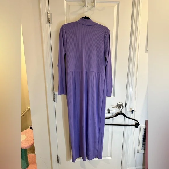 Eloquii Twist Detail Ribbed Mockneck Midi Dress in Purple Size 18/20 - Picture 10 of 12